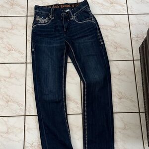 Men’s rock revival dark denim jeans